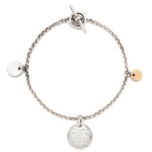 Hermes Bracelet Ex Libris PM Silver 925 18K Pink Gold Silver Pink Gold Sh